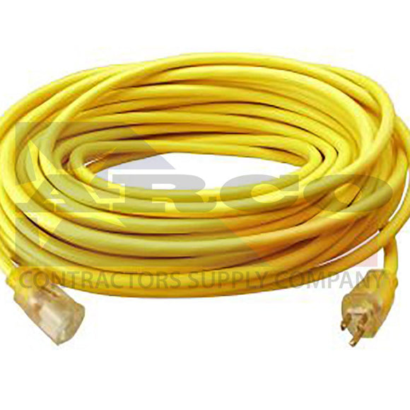 12/3 SJTW High Visibility Extension Cord with Lighted Ends, 100-Foot.
